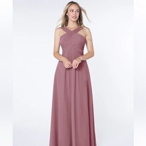 Elegant Pink Pleated Bridesmaid Dress